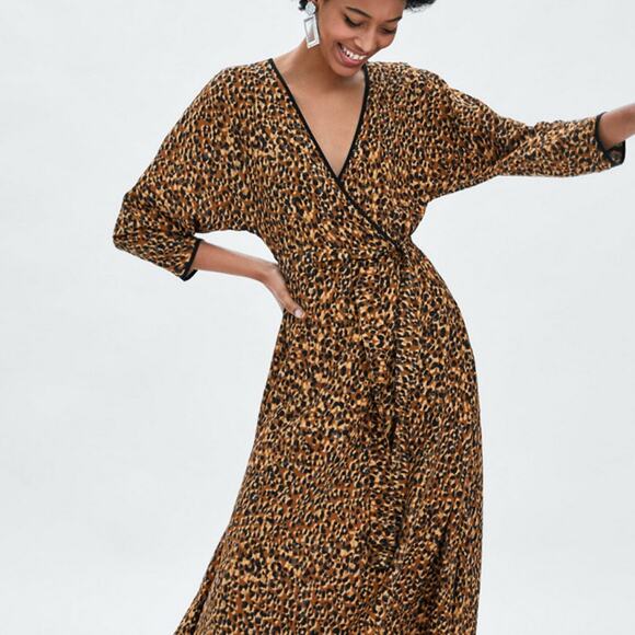 Zara Blogger Fave Animal Print Cheetah Wrap Dress - Picture 2 of 7